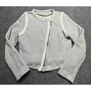 Gap Designed Crafted Moto Asymmetrical Jacket Womens Large Gray Knit Zip Cotton